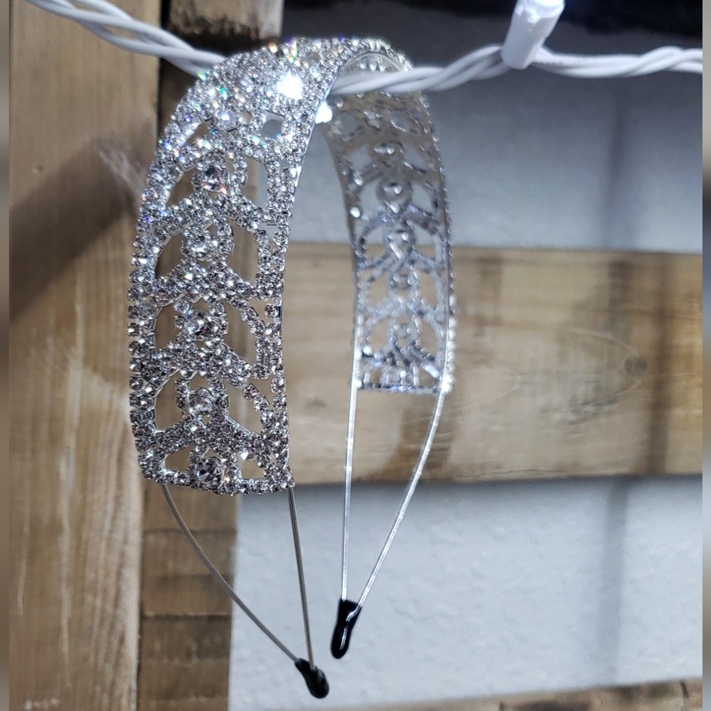 Luxury Natasha rhinestone headband wide silver wedding bridesmaid valentines - Picture 12 of 14